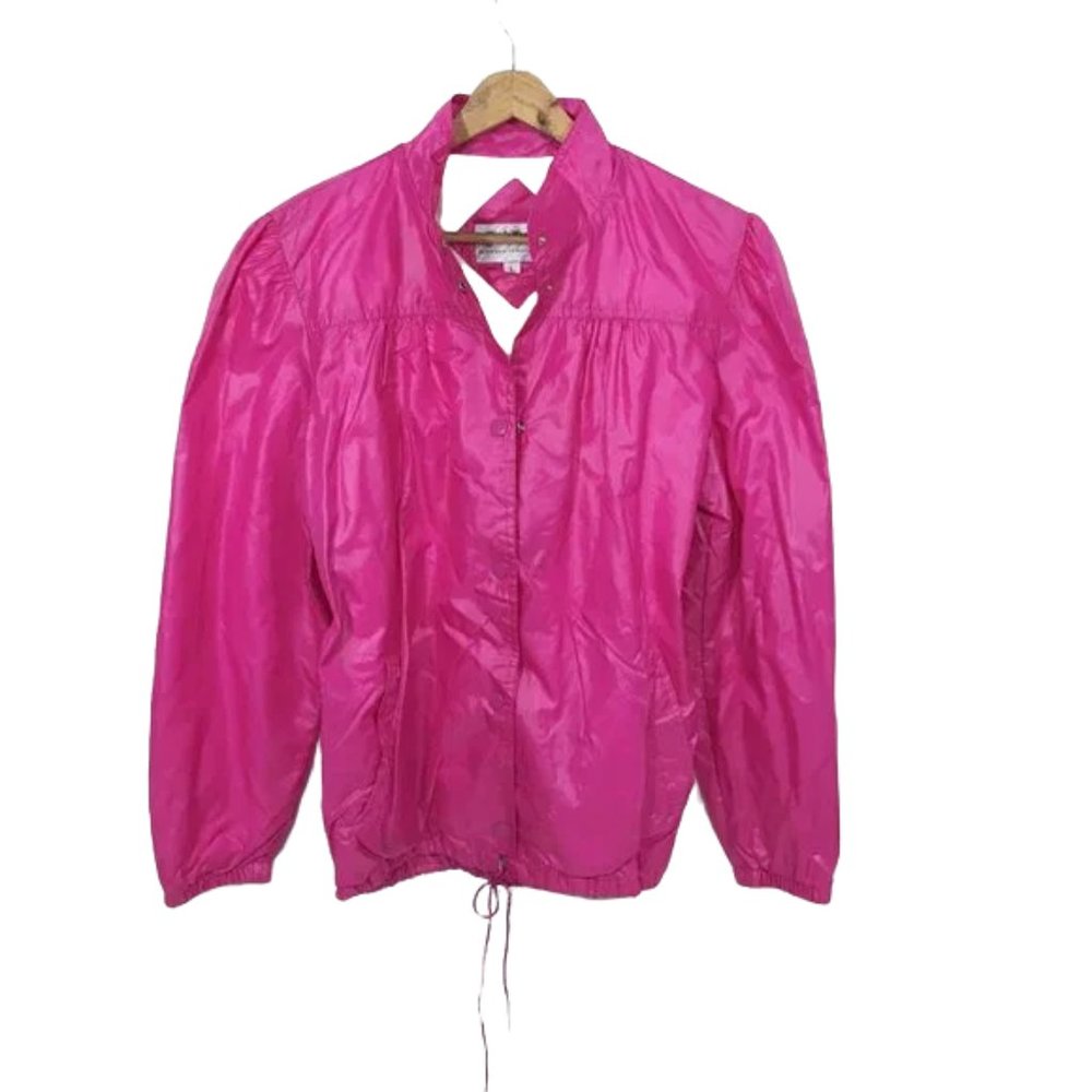 Vintage 70s Retro Wind Breaker Pink Jacket Women L